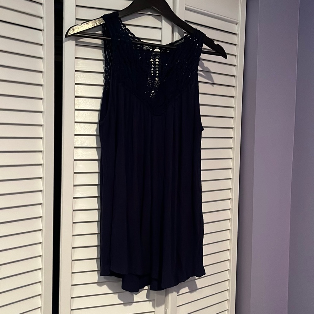 Lucky Brand Navy Crochet tank